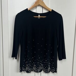 Joseph Ribkoff Black Top with Pearl Accents